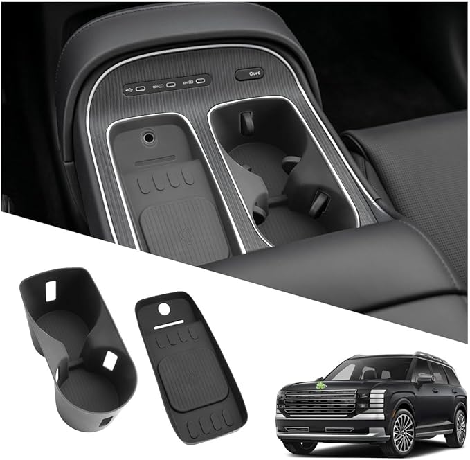 (2Packs)2026 Palisade Center Cup Holder for 2026 Hyundai Palisade Accessories Silicone Material Cupholder Coaster & Rubber Mat Compatible with 2026 Hyundai Palisade Calligraphy/SEL/Limited/XRT Pro