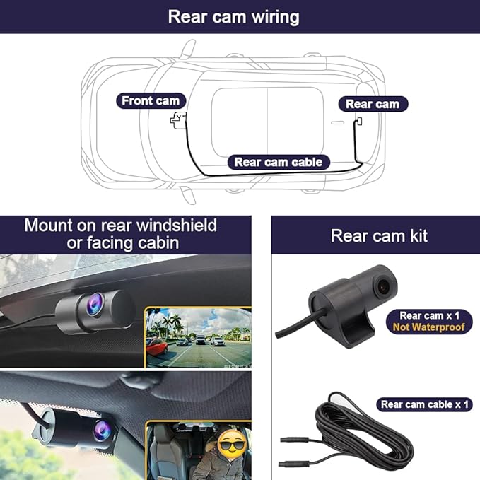 Fitcamx Front 4K and Rear 1080P Dash Cam Adapts for Toyota Tacoma 2018 2019 2020 2021 2022 2023 Limited TRD Sport Off-Road Pro SR5 SR (N300), OEM Style, Dual Loop Recording WiFi, G-Sensor, 128GB Card