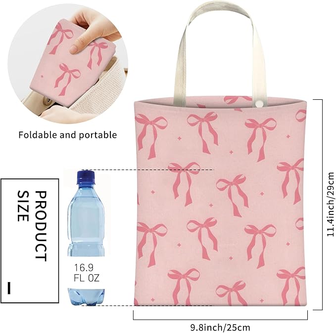 Cute Car Trash Can, Hanging Canvas Car Back Seat Organizer and Storage Bag, Funny Car Trash Bag for Travelling, Outdoor Cute Pink Bow Star