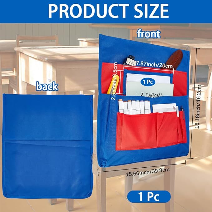 CRASPIRE Classroom Chair Pockets 15.66 x 18.18 inch Red Chairback Buddy Pocket Chart Desk Buddy Pocket Organizer with Label Slot for School Home Classroom Preschool Daycare