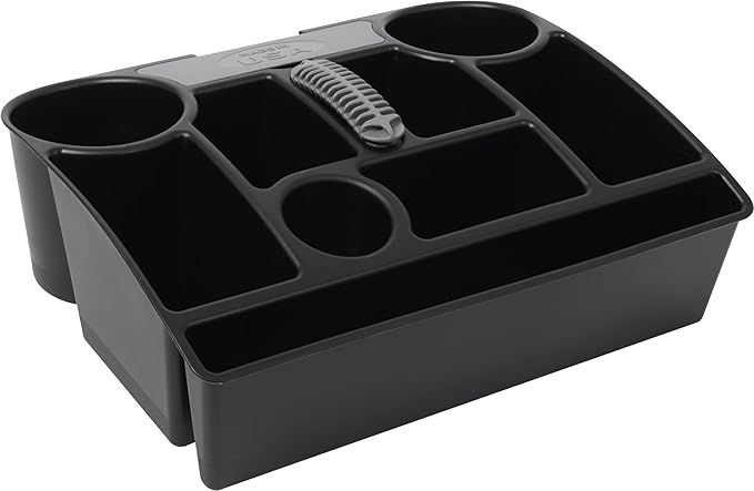 Vehicle Seat Organizer Car Storage Caddy with Carrying Handle, 2 Large Cup Holders, 10 Compartments, Hidden Extra Storage, Fits Most Vehicles, Made in USA from Recycled Plastic