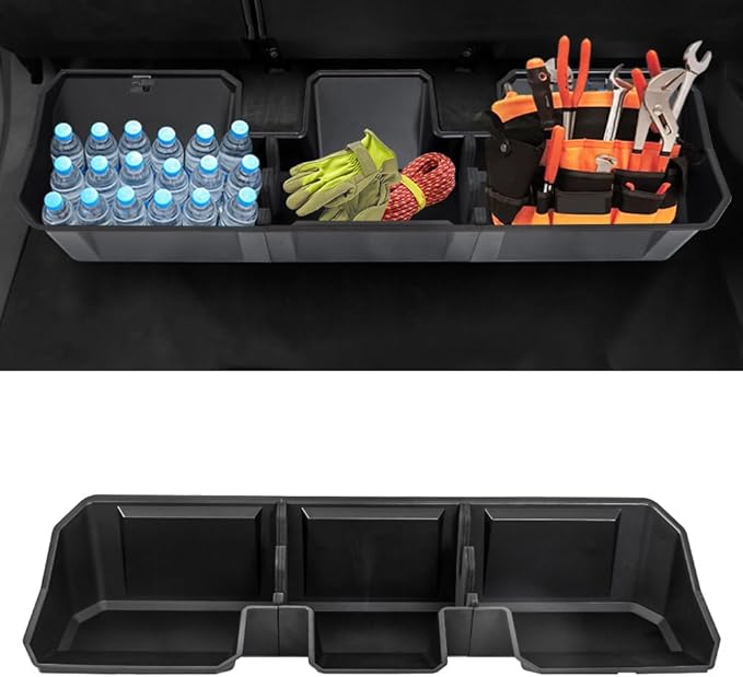 MAXDOM Underseat Storage Fit for 2024-2025 Tesla Cybertruck Rear Under Seat Organizer Box (Black, For Cybertruck)