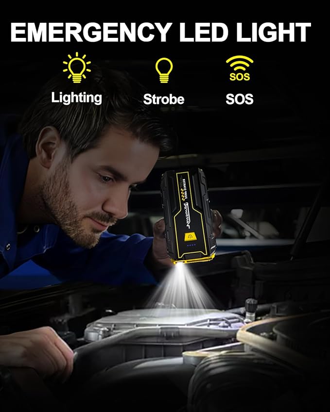 Car Jumper Starter 4000A Battery Jump Starter Portable (Engine Up to 7.0L Gas / 5.5L Diesel) 12V, Car Battery Charger, LED Flashlight with USB Port (D01S, 4000A)