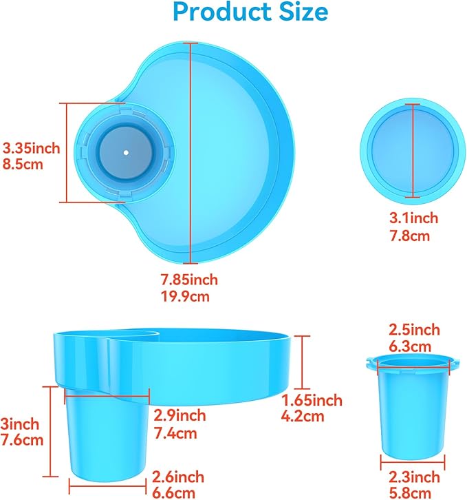 [2 PACK]Kids Car Seat Cup Holder Snack Tray - Toddler Travel Essentials for Mess-Free Snacking on Road Trips, Travel Accessory Compatible with Safety Seats & Strollers Console, (Sky Blue+Pink)