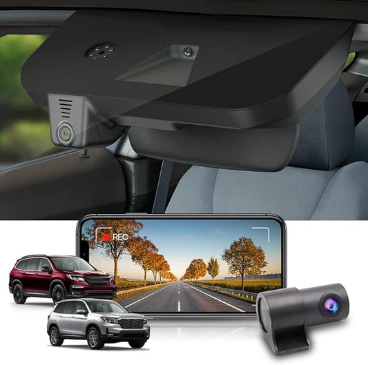 Fitcamx 2K Dual Dash Cam for 2016-2022 Honda Pilot & Passport 2019-2025 Touring EX LX Elite Sport EXL (DZ-0337), OEM Look, Front 1440P+Rear 1080P Video, WiFi APP, Loop Recording G-Sensor, 64GB Card