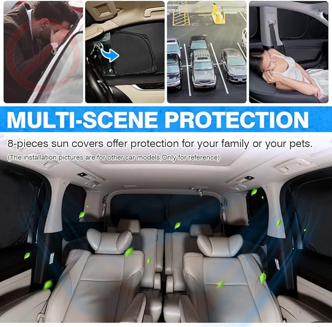 T TGBROS Windshield Sun Shade for Toyota 4Runner 2010-2024 Car Window Shades Thicken UV Block and Blackout Privacy Foldable Sunshades 8PCS Accessories Keep Cool Sun Visor Covers