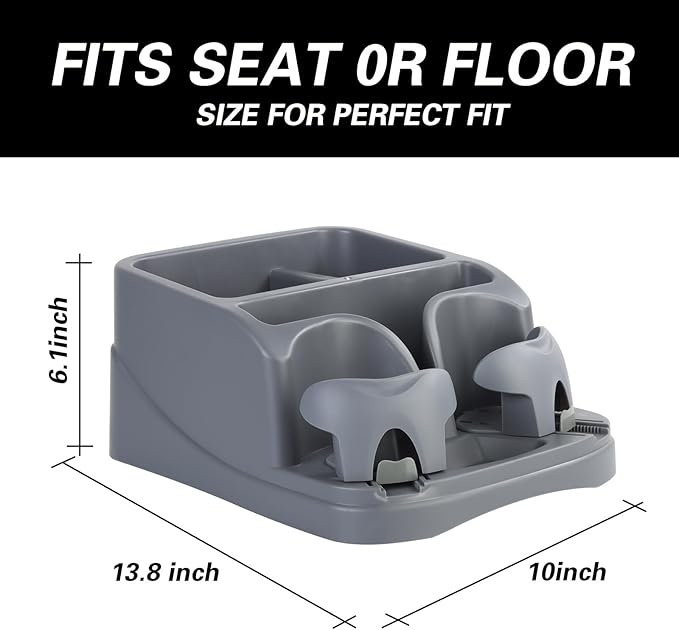 Center Console Organizer,Automotive Consoles Organizers and Storage with 2 Adjustable Cup Holders,Back Bench and Front Seat or Floor Middle Console Universal for Car Truck RV Van SUV (Grey)