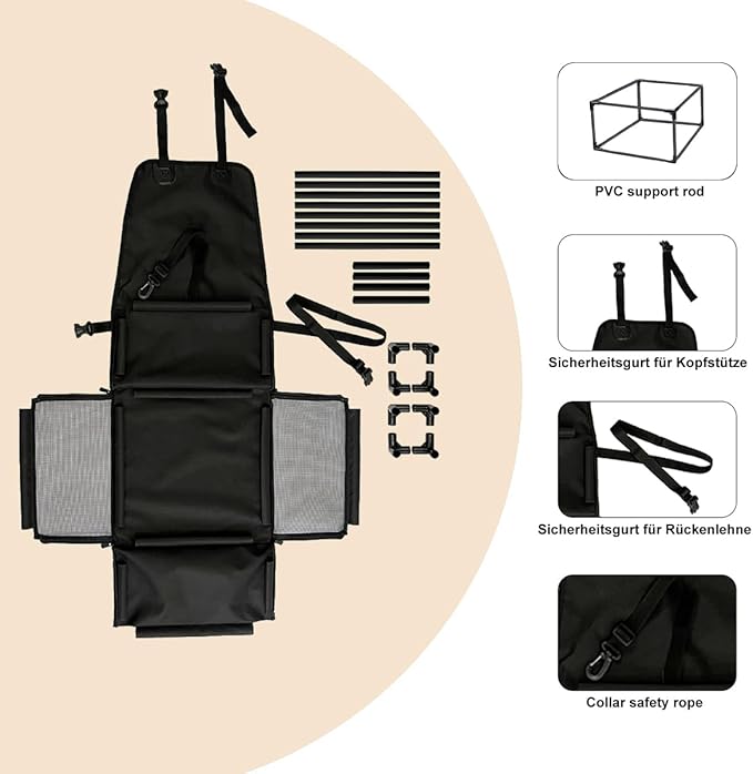 Dog Car Seats for Small Dogs,Pet Booster Seat with ，Frame Walls Extra Stable Waterproof Dog Box Car for Back and Front Seat,for Pet Up to 15 lbs