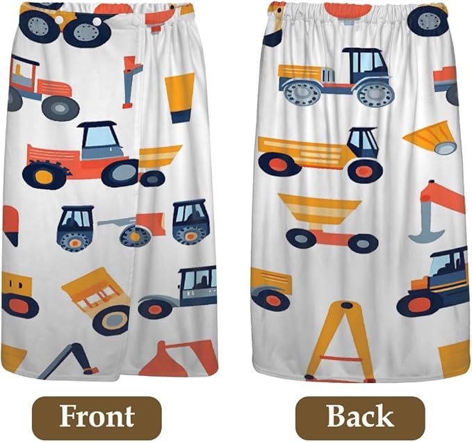 Women's Bath Wrap Cars Pattern Absorbent Shower Spa Body Bath Robe Wraps Bathrobe Towel with Adjustable Closure