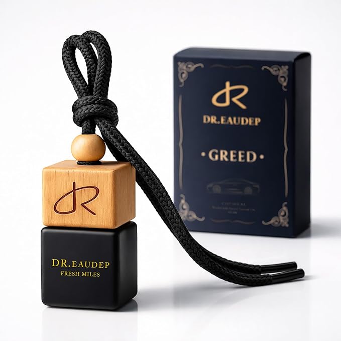 Greed Car Air Freshener — Aventos-Inspired Luxury Scent Diffuser for Cars, Long-Lasting Odor Eliminator with Premium Essential Oils, Masculine Woody Leather Scent, Hanging Car Diffuser by DR. EauDeP