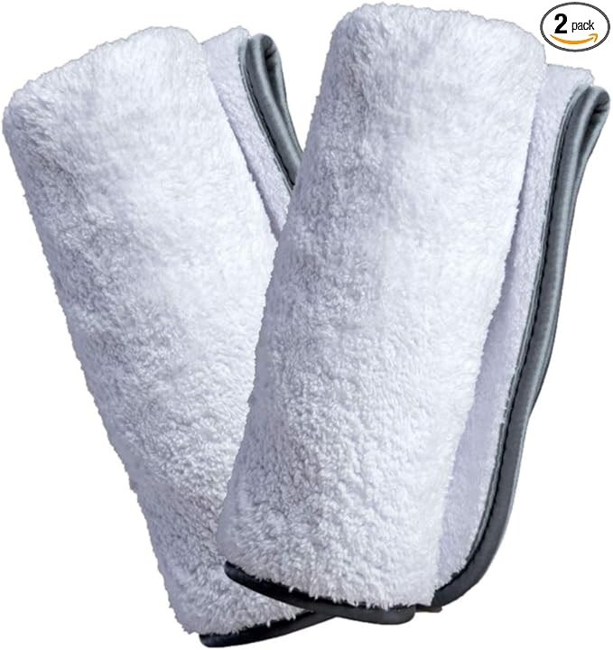 Adam's Polishes Double Soft Microfiber Towel - Premium Quality Microfiber Polishing Towel with Scratch-Free Satin Edge - Buff Away Polishes & Car Wax with Ease (2 Pack)