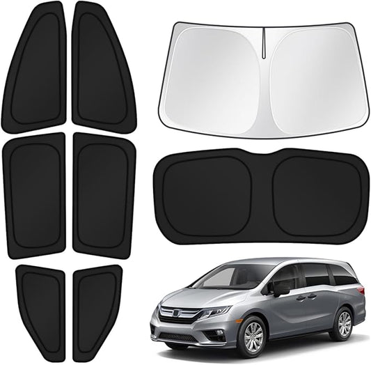 Canvcle Window Shades for 2018-2025 2026 Honda Odyssey Accessories Windshield Sun Shade Side Rear Window Cover Sunshade Sun Visor Shield Privacy Protection for Camping Keep Vehicle Cool Black 8PCS