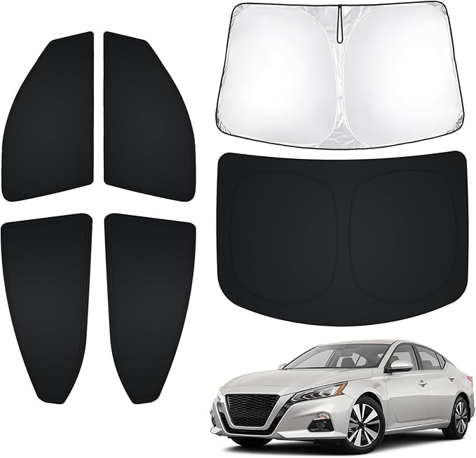 T TGBROS Windshield Sun Shade for Nissan Altima 2019-2025 Car Window Shades Thicken UV Block and Blackout Privacy Foldable Sunshades 6PCS Accessories Keep Cool Sun Visor Covers