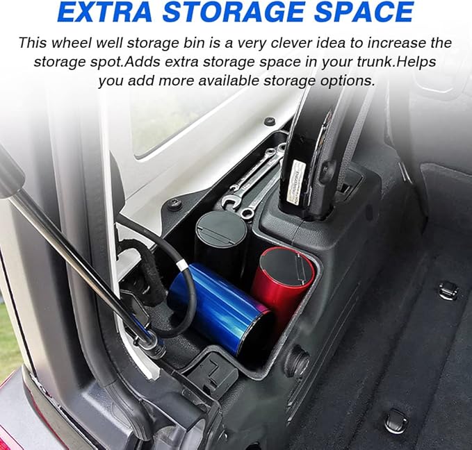 Autorder Trunk Storage Organizer for 2018-2023 Jeep Wrangler JL JLU 2/4 Door Accessories Rear Cargo Side Storage Box Left & Right Side 2PCS