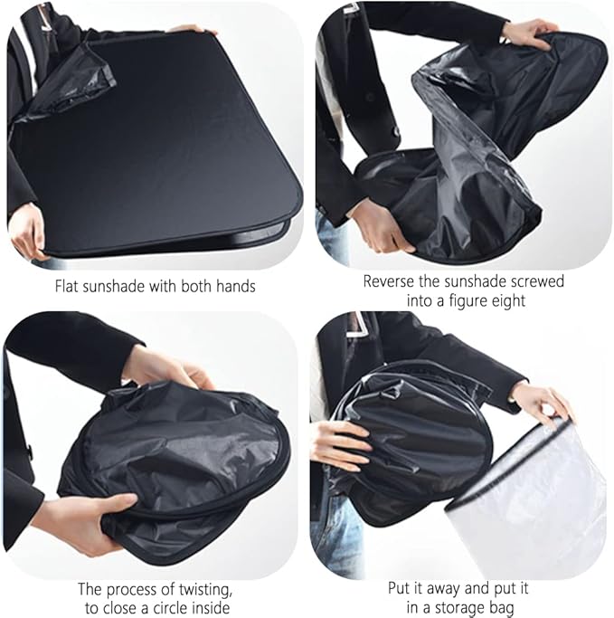 300T Thickened Automotive Glass Sunshade and Comes with Storage Bag,Keep Car Interior Cool,Universal Windshield Sun Shade Fit for Cars,Trucks,SUVs (L: 57.08 * 31.5 inch)