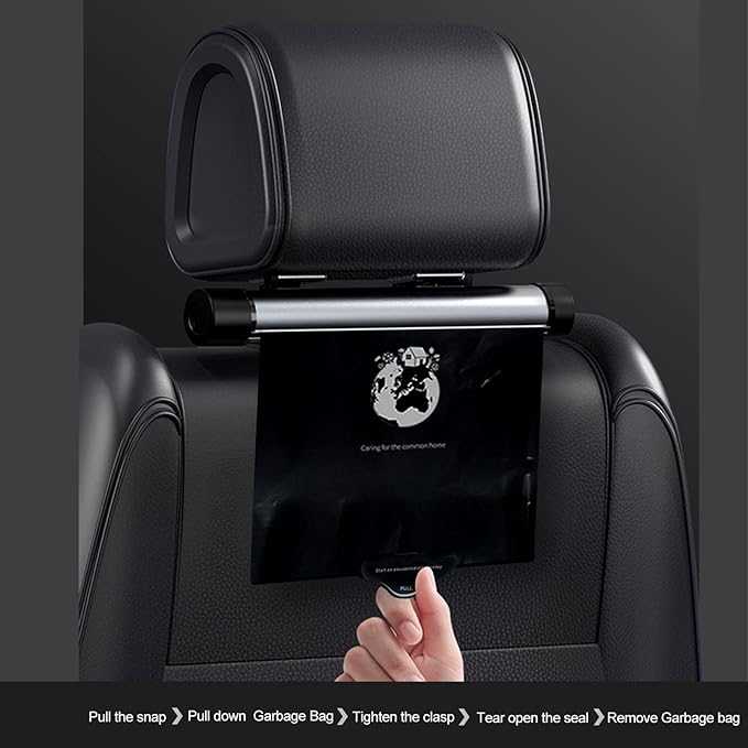 Car Trash Can with Roller Bag Dispenser & Phone Holder - Includes 40 Piece Tear-Off Trash Bags