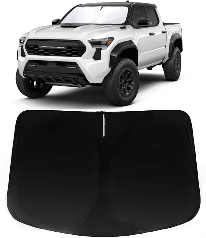 Windshield Sun Shade for Toyota Tacoma 2016-2024 2025 2026, Car Front Window Sunshade Fit Tacoma 2Dr 4Dr Pickup Foldable Limited 2Door 4Door Truck Sun Visor Blocks UV Rays Heat Sun Shield Accessories