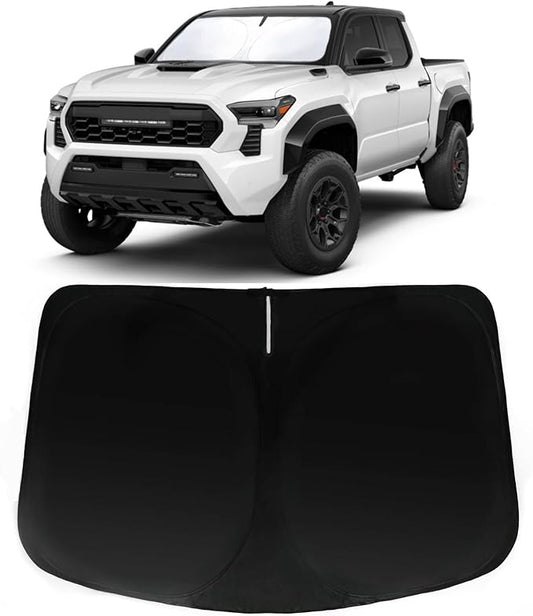 Windshield Sun Shade for Toyota Tacoma 2016-2024 2025 2026, Car Front Window Sunshade Fit Tacoma 2Dr 4Dr Pickup Foldable Limited 2Door 4Door Truck Sun Visor Blocks UV Rays Heat Sun Shield Accessories