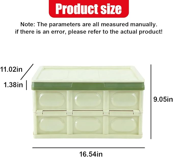 YoRise Car Trunk Organizer, Plastic Waterproof Foldable Car Cargo Storage Box with Lid, Universal Portable Automotive Tool Container Accessories for SUV Truck Sedan (Green)