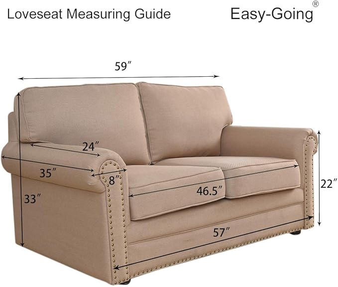 Easy-Going Reversible Loveseat Couch Cover for 2 Cushion Couch Sofa Cover for Dogs Water Resistant Furniture Protector with Foam Sticks Elastic Straps for Pet (Loveseat, Army Green/Beige)