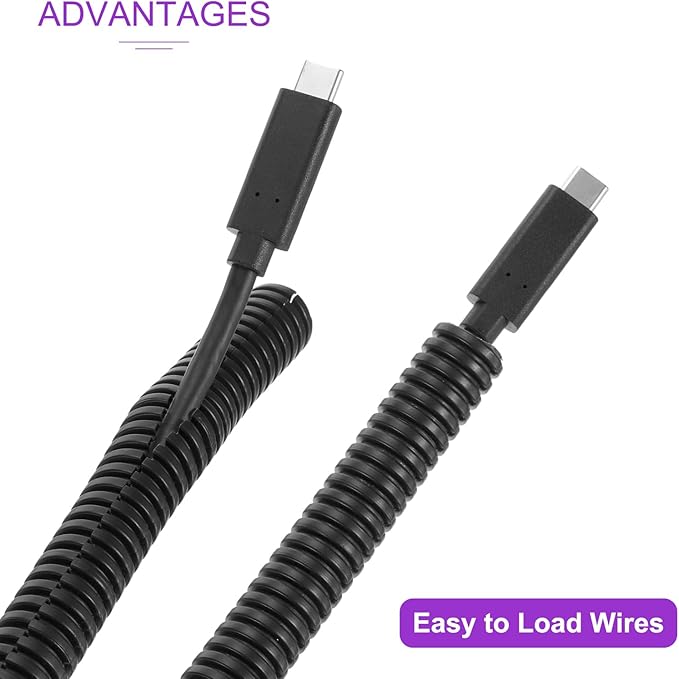 DMiotech 10ft Wire Loom Split Tubing 3/8 Inch, Cord Protectors from Pet Flexible Conduit Cable Management for Office, Home, Garden, Black