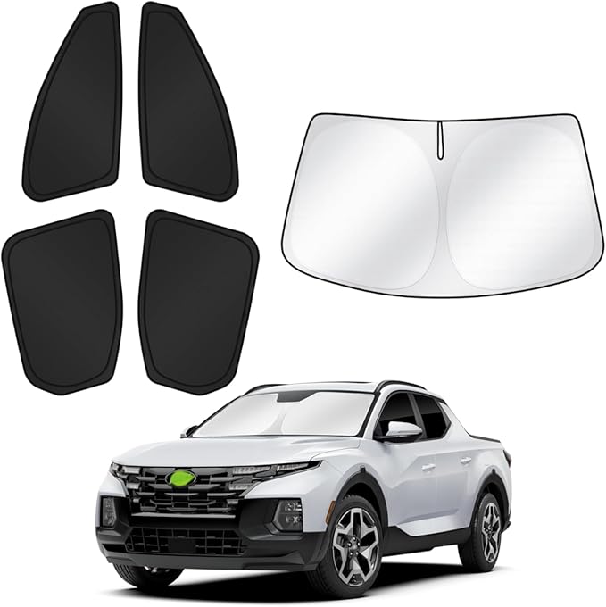 Canvcle Sunshades for 2022-2025 2026 Hyundai Santa Cruz Accessories Windshield Sun Shade Side Rear Window Shade Cover Sun Visor Shield Privacy Protection for Camping Keep Vehicle Cool Black 5PCS