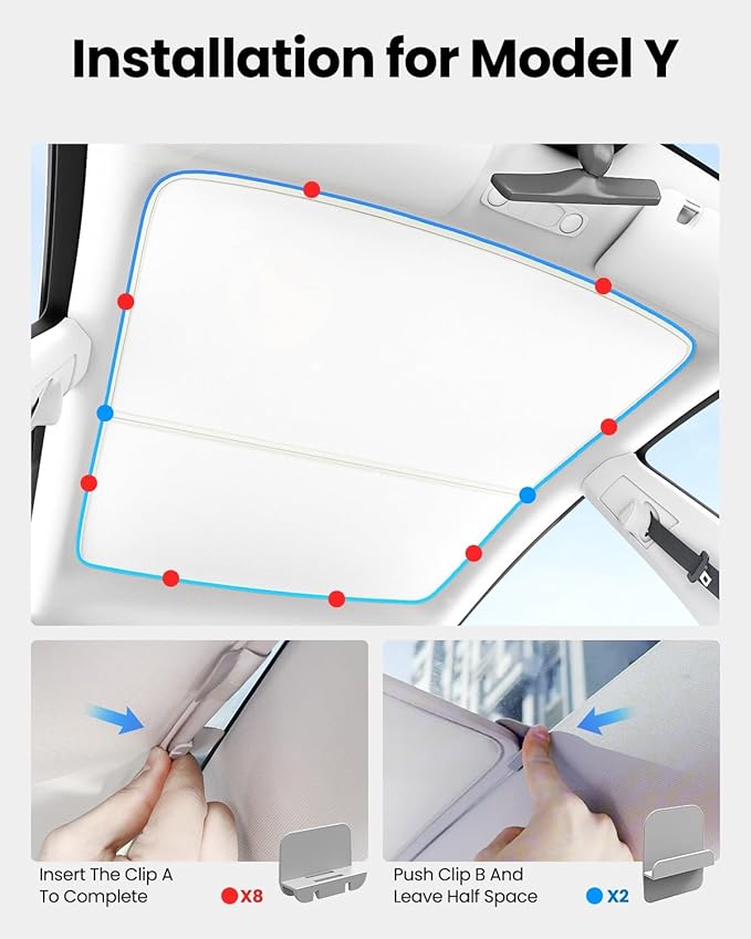 REEVAA Tesla Model Y/3 Roof Sunshade Clips Accessories