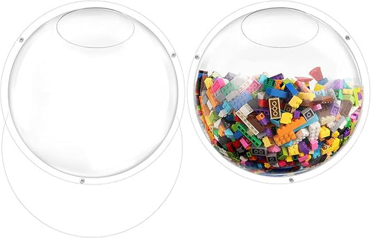 2 Pack Acrylic Wall Organizer Acrylic Toy Dispenser for Wall, Toy Storage Display with Back Panel Hanging Clear Holder for Blocks, Snacks, Cars