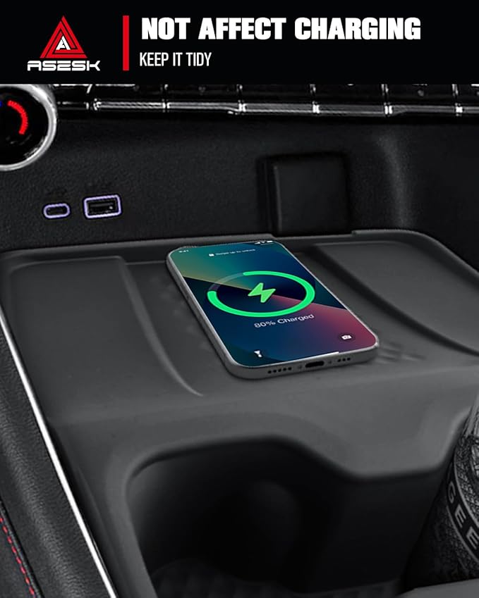 for 2024-2026 Chevy Traverse 2-in-1 Cup Holder Insert&Wireless Charging Mat TPE Materials