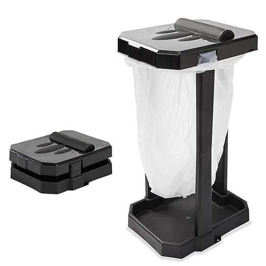 Trash containers adapted for use in vehicles, Collapsible Trash Can & Portable Garbage Bin with Reinforced Frame, Trash Bag Holder – Includes Storage & 20 Bags for Camping, RV, Outdoors, Home