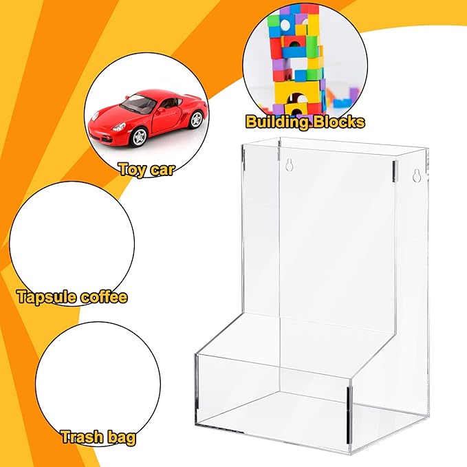 Maitys Acrylic Toy Car Dispenser Wall Hanging Organizer and Storage Bin for Playroom Clear Wall Organizer for Blocks Cars Trains Balls Darts Snacks Markers Puzzles Living Room Bars Storage