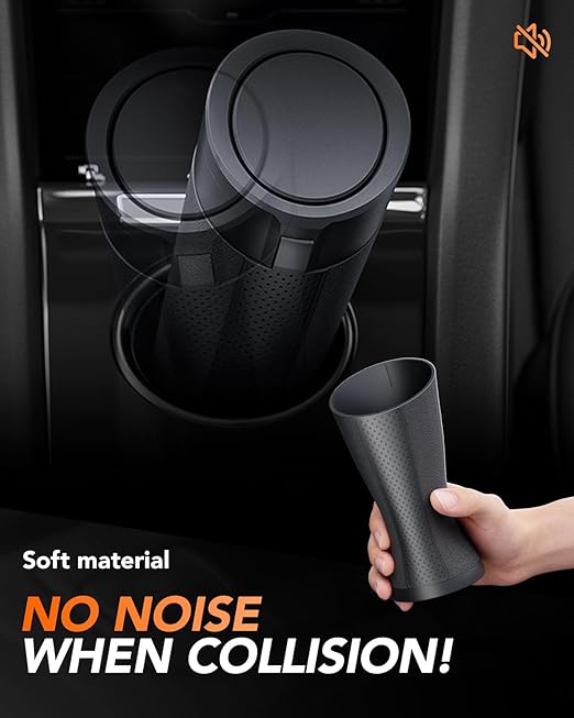 Small Car Trash Can Bin with Lid,Mini Vehicle Leakproof Garbage Can, for Car Cup Holder and Side Door, with 80 Attached Trash Bags