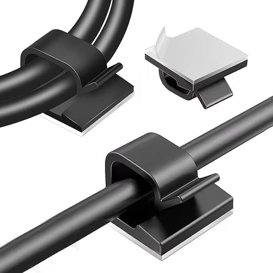 5/8 in Adhesive Cable Clips, 60pcs Outdoor Light Clips, Cord Clips, Sturdy Wire Clips, Finisher Wire Clamp for Home, Car, Office Wire Management Clips (Black, 5/8"-60PCS)