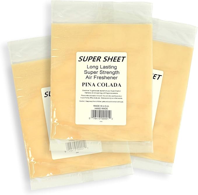 Super Sheet Large (8"x7") Under Seat Car Air Freshener, 3-PACK (Pina Colada)