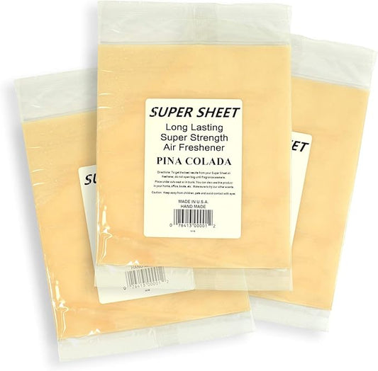 Super Sheet Large (8"x7") Under Seat Car Air Freshener, 3-PACK (Pina Colada)