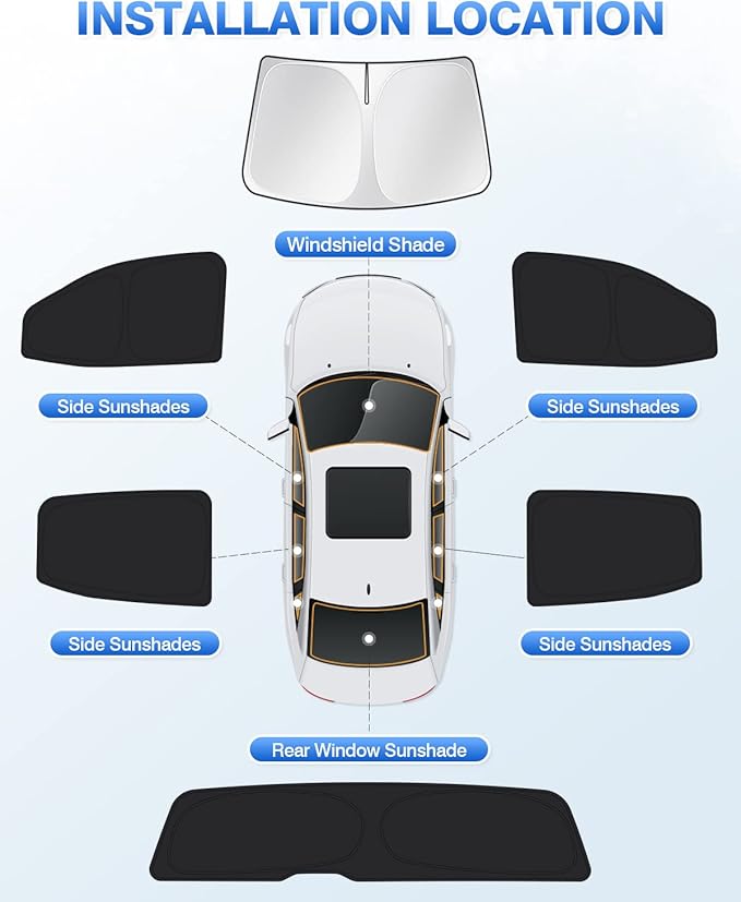 Canvcle Windshield Sun Shade for 2015-2022 Chevrolet/Chevy Colorado 4 Door Side Rear Window Shade Cover Sun Visor Shield Privacy Protection Keep Vehicle Cool Black 6PCS