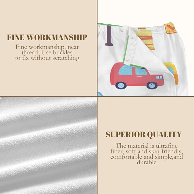 Towel Wrap for Women, Wearable Towel Dress Spa bathrobe with Adjustable Closure(Colorful Cartoon Car)