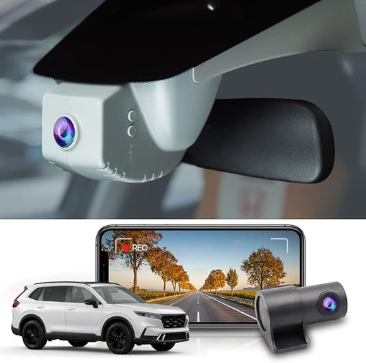 Fitcamx Front 4K+Rear 1080P Dash Cam Adapts for Honda CR-V 2023-2026 & Hybrid (Grey), Integrated OEM Look, 2 Way HD Video, Built-in WiFi & APP, Loop Recording, G-Sensor, Easy to Use, 128GB Card