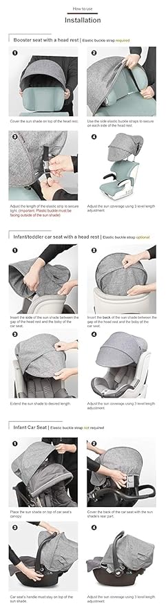 Manito Sun Shade Extender/Auxiliary Canopy for Car Seat (Beige)