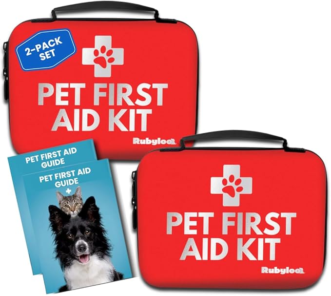 Dog First Aid Kit - Vet Approved Emergency Supplies - Pet First Aid Kit Guide, Tick Remover, Slip Leash & Medical Essentials for Home, Camping, Car, RV, Travel (Essential 2-Pack)