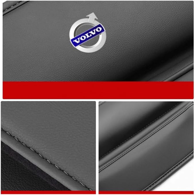 Car Seat Filler Organizer for Volvo XC60/XC90/XC40/S90/S60 Leather Seat Gap Storage Box Gap Pocket Side Interior Front Seat Accessories,Brown-main driver, maindriver