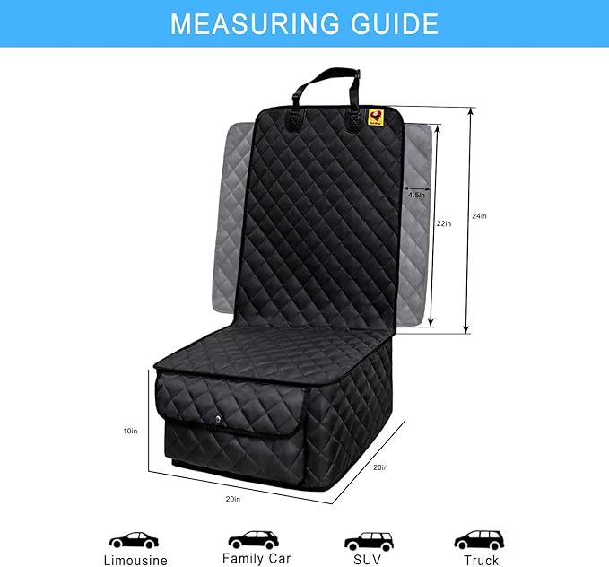 Bark Lover Deluxe Dog Seat Cover for Front Seat-More Durable Waterproof Front Seat Protector, High Heat Resistant and Nonslip Front Seat Cover for Dogs Kids, Universal Size (Black MAT)