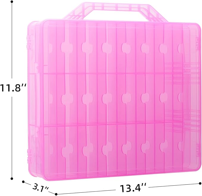 KISLANE Double Sided Toy Car Storage Case for 48 Cars, Pink, Rectangular, Plastic, Wall Mount, 13.4 x 11.8 inches