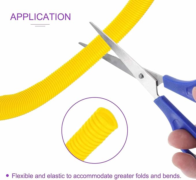 DMiotech 50ft Wire Loom Split Tubing 1 1/2 Inch(38.1mm) ID, Cord Protectors from Pet Flexible Conduit Cable Management for Office Home Garden, Yellow