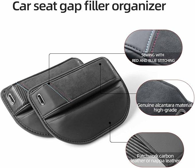 BETTERHUMZ Car Seat Gap Filler Organizer Compatible with BMW X1 E84 F48 X2 F39 X3 F25 G01 X4 F26 G02 X5 E70 F15 X6 E71 F16 for Alcantara Car Side Seat Storage Box Accessories (NAPA leather)