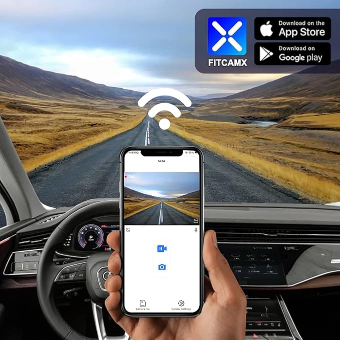 Fitcamx 4K Dash Cam Adapts for Audi 2019-2026 A4 A6 Allroad A3 A5 Q5 S4 S6 Q7 A8 Q8 S8 TT A7 S5 Q3 e-tron (Model A), OEM Look, Loop Recording, 2160P UHD Video, WiFi & APP, Parking Mode, 64GB Card