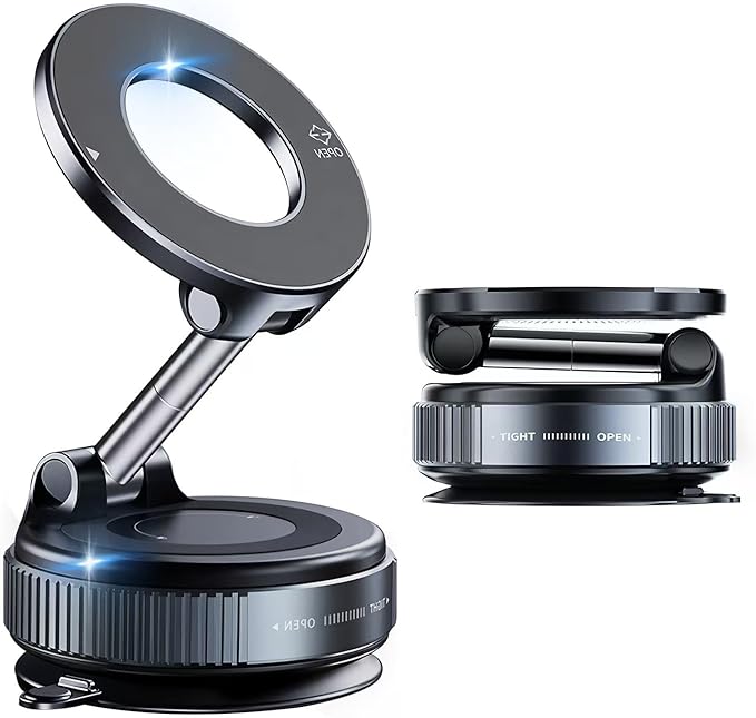 YAOKEEP Magnetic Car Phone Holder for Magsafe [96+LBS Suction & 2800gf Magnetic],360°Adjustable Vacuum Suction Cup Car Phone Mount,Car Mount for iPhone 17 Pro Max 16 15 14 13 12 and All Smartphones