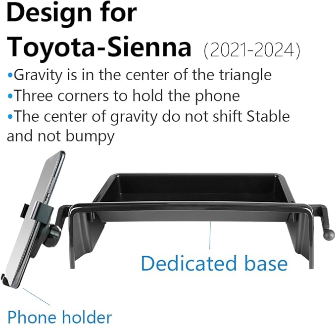 Car Phone Holder Center Console Organizer For Toyota Sienna 2021 2022 2023 2024 Auto Accessories Navigation Bracket Interior Decoration Screen dash board Mobile Cell Mount case 【Not fit Sienna 2025】