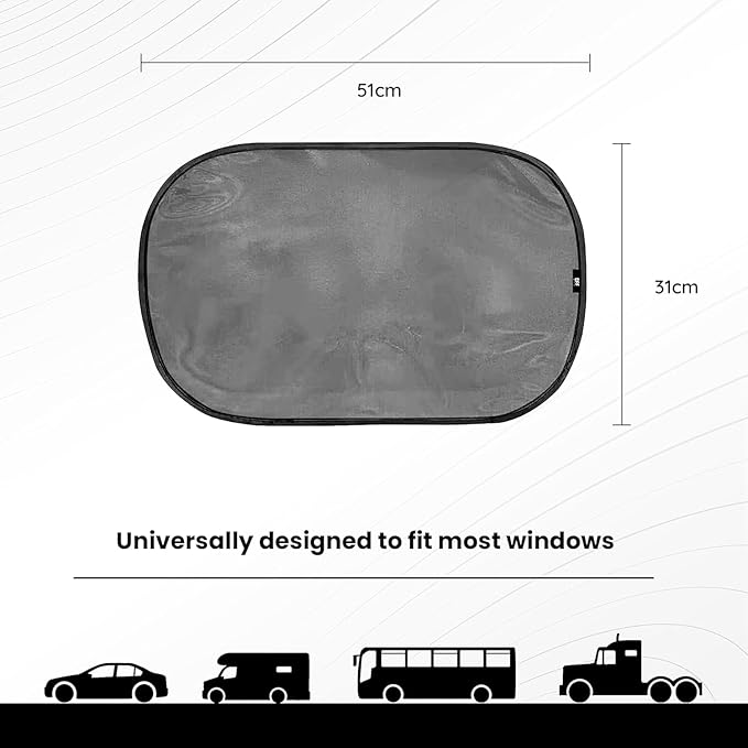 Car Window Sun Shade (4 Pack) - 20"x12" (50x30cm) Storage Pouch Included - Cling Sunshade for Car Side Windows - Sun, Glare & UV Rays Protection for Baby, Child - Easy Installation