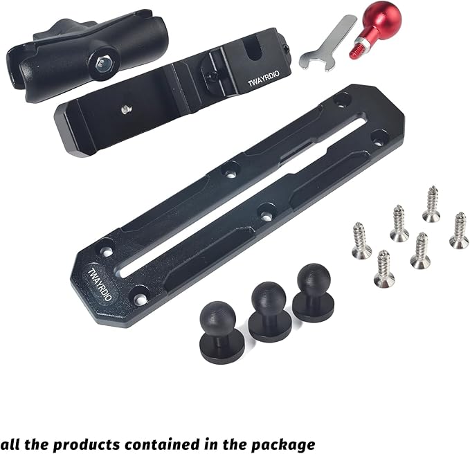 TWAYRDIO Dash Track Mount with 3pcs 1" Track Ball Compatible with RAM Mounts Double Socket Arm for Phones, Small Tablets, GPS Units, Radios, Cameras
